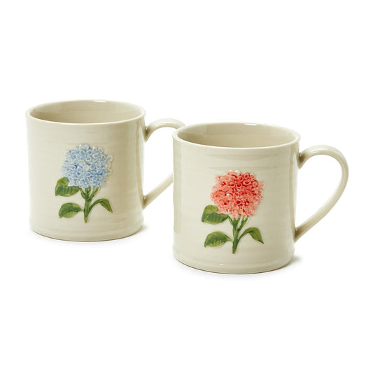 Hydrangea Mug with Embossed Hand-Painted Flower