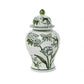 Green and White Chinoiserie Jar with Lid