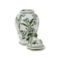 Green and White Chinoiserie Hexogonal Temple Jar with Lid