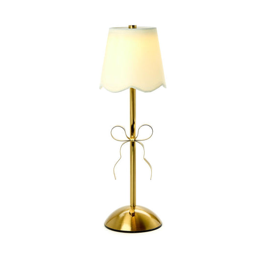 Golden Bow LED Portable Cordless Table Lamp with Fabric Lamp Shade in Gift Box