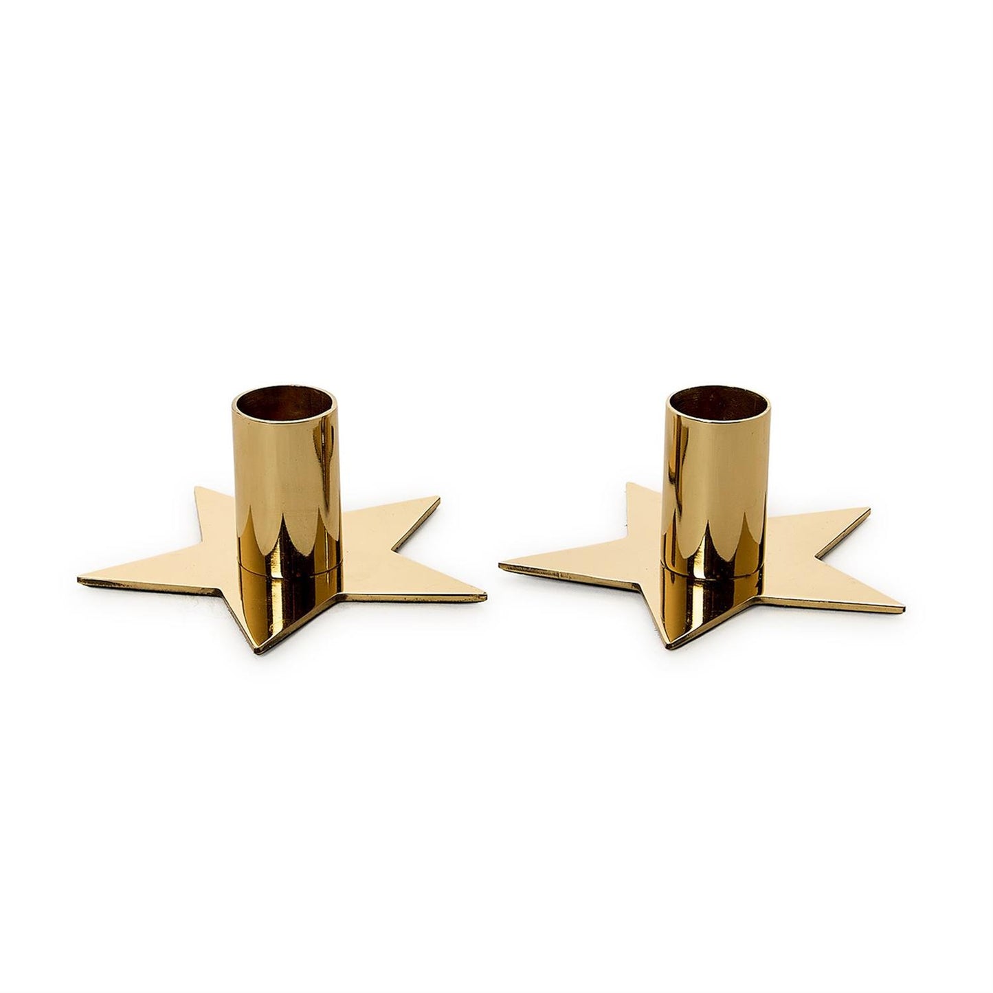 Star Shape Metallic Gold Metal Taper Candlestick Candleholder