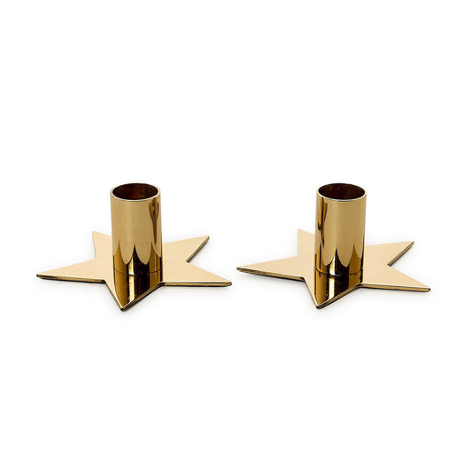 Star Shape Metallic Gold Metal Taper Candlestick Candleholder