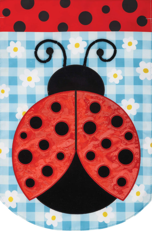 Applique Garden Flag- Ladybug Daisies