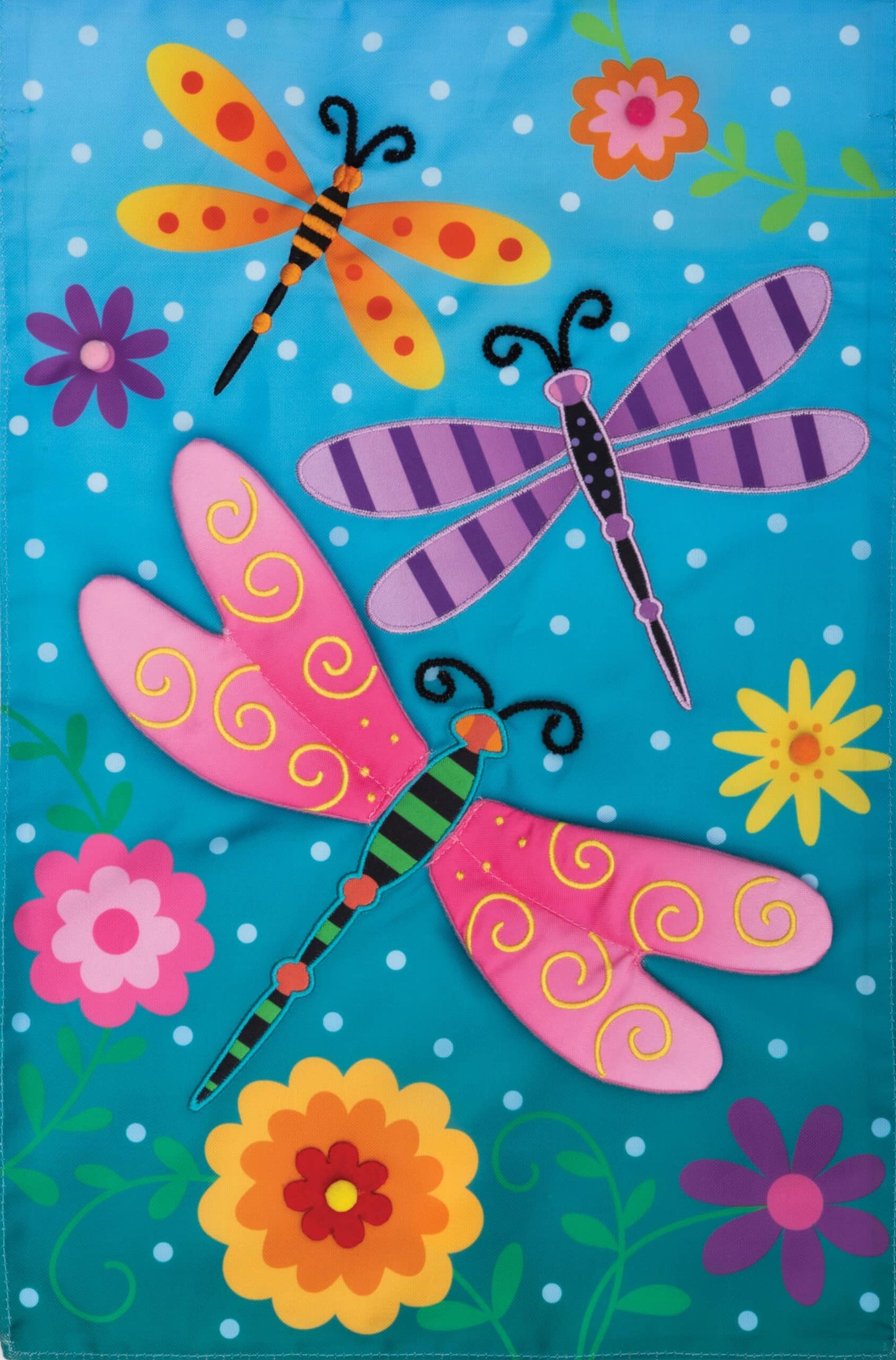 Applique Garden Flag- Dragonflies