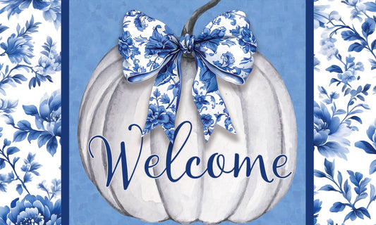 Mat- Blue and White Pumpkin