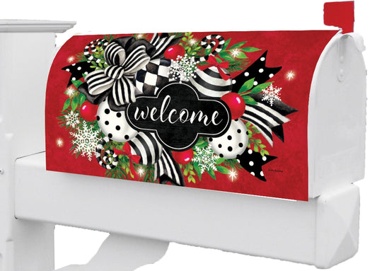 Mailbox Cover- Black and White Swag