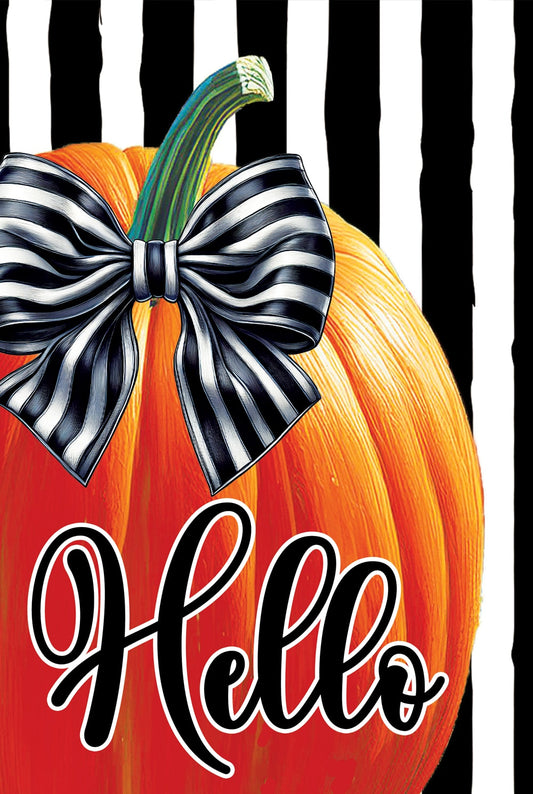 Vinyl Garden Flag- Pumpkin With Bow