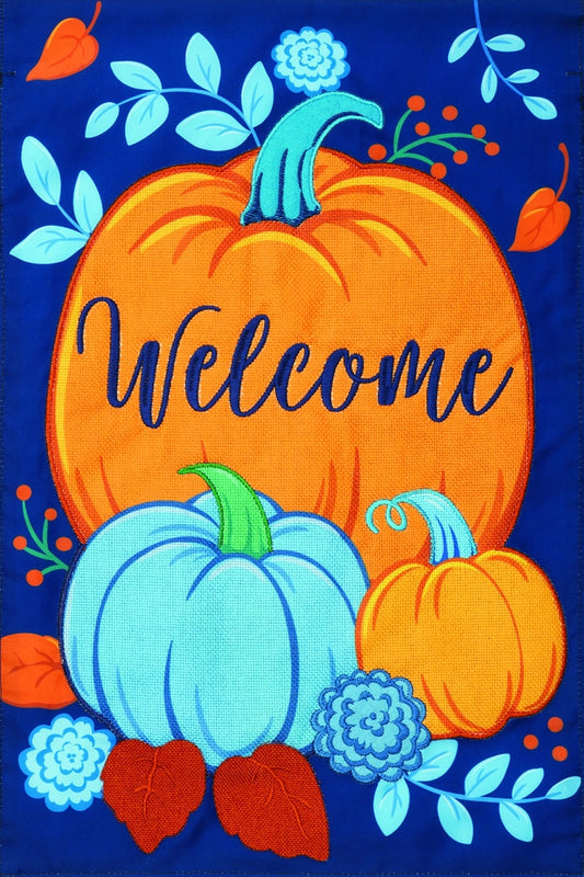 Vinyl Garden Flag- Blue and Orange Punkpkins