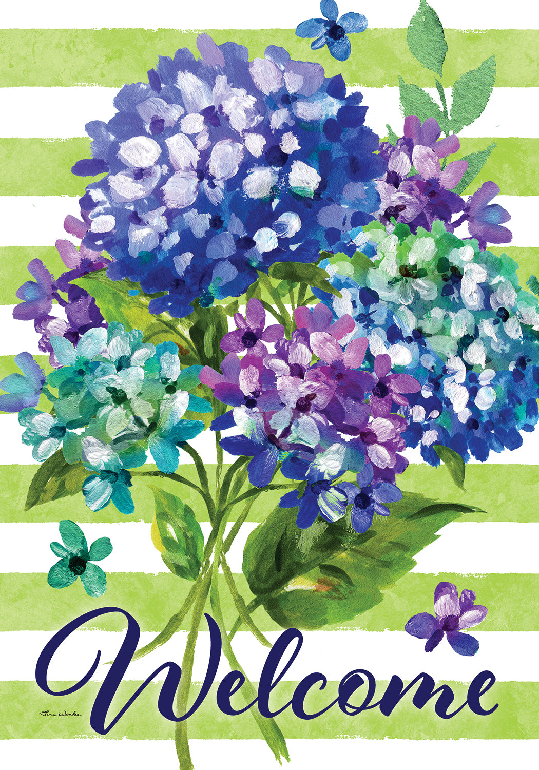 House Flag- Striped Hydrangeas
