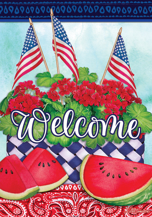 Garden Flag- Watermelon and Flags