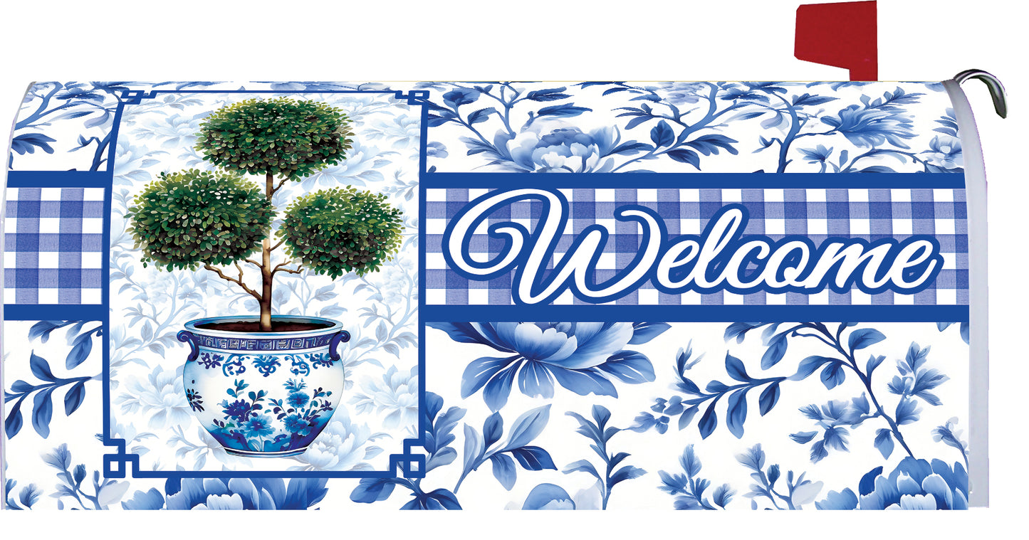Mailbox Cover- Chinoiserie Topiary