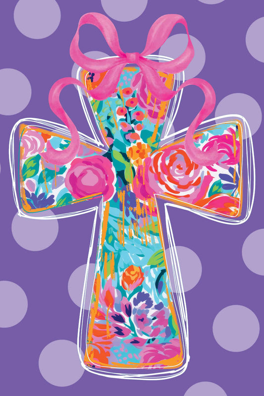 Vinyl Garden Flag- Polka Dot Cross