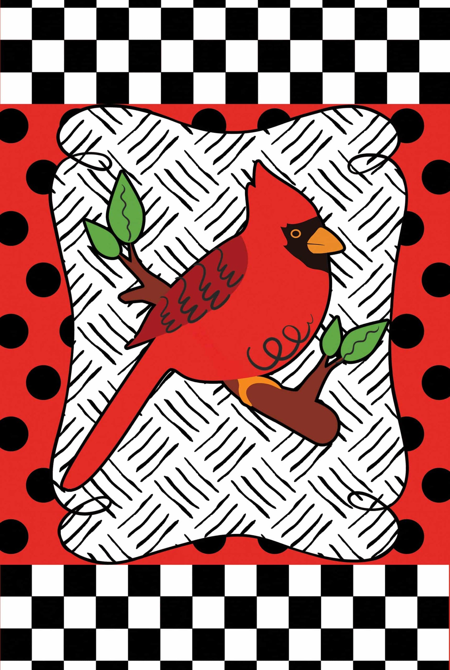 Vinyl Garden Flag- Checkered Cardinal