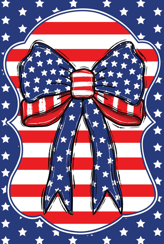 Vinyl Garden Flag- RWB Bow