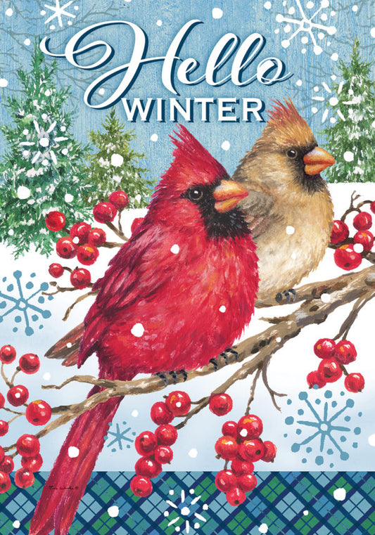 Garden Flag- Winter Cardinal