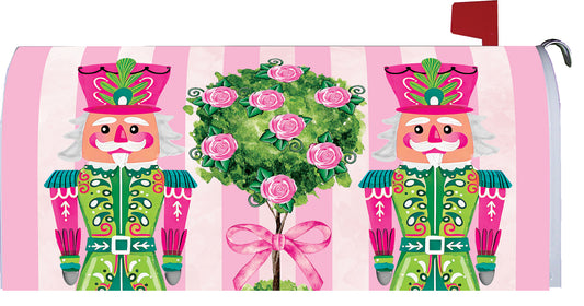 Mailbox Cover- Pink-Green Nutcrackers