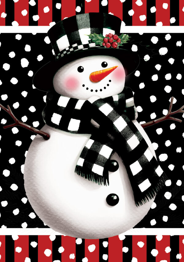 Garden Flag- Checkered Snowman