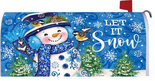 Mailbox Cover- Chinoiserie Snowman