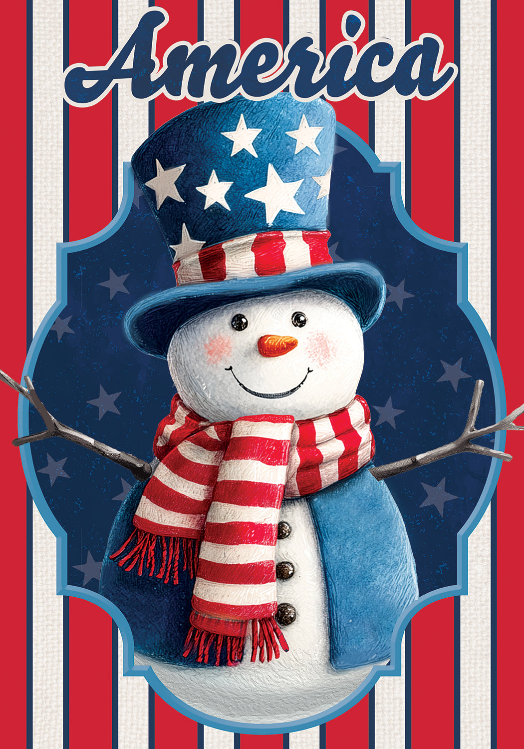 Garden Flag- Patriotic Snowman