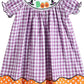 Purple Gingham Halloween Boo Smocked Bishop Dress