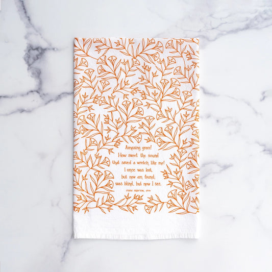 Amazing Grace Hymn Tea Towel