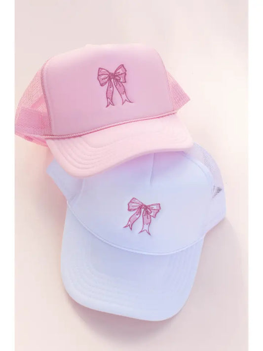 Coquette Bow Embroidered Trucker Hat