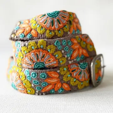 Adean Whisper Embroidered Wool Belt