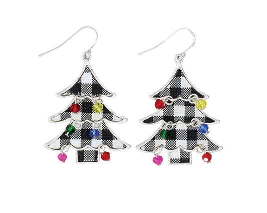 Plaid Christmas Tree Earrings