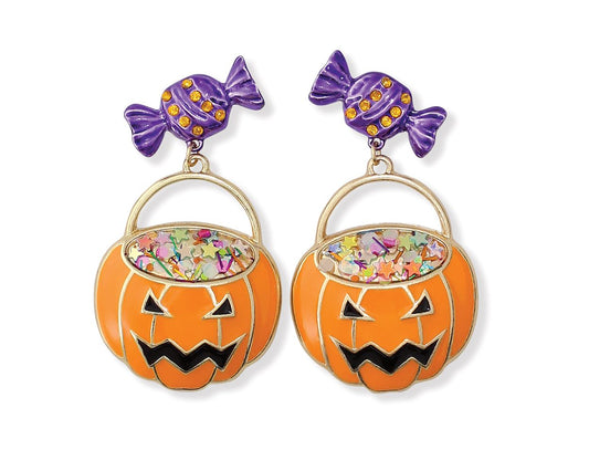 Jack O Lantern With Candy Earrings