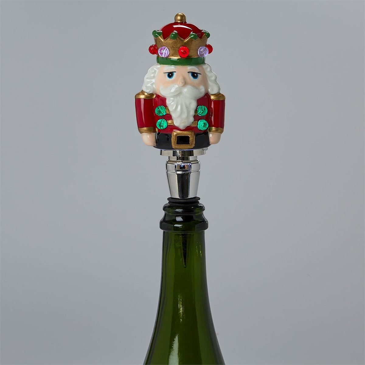 Light-Up LED Nutcracker Bottle Stopper in Gift Box