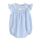Blue Seersucker Bunny Smocked Flutter Romper