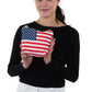 American Flag Crossbody Bag in Canvas with Chain Strap in Canvas Material