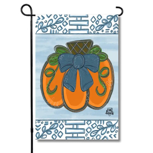 Blue Chinoiserie Pumpkin Garden Flag