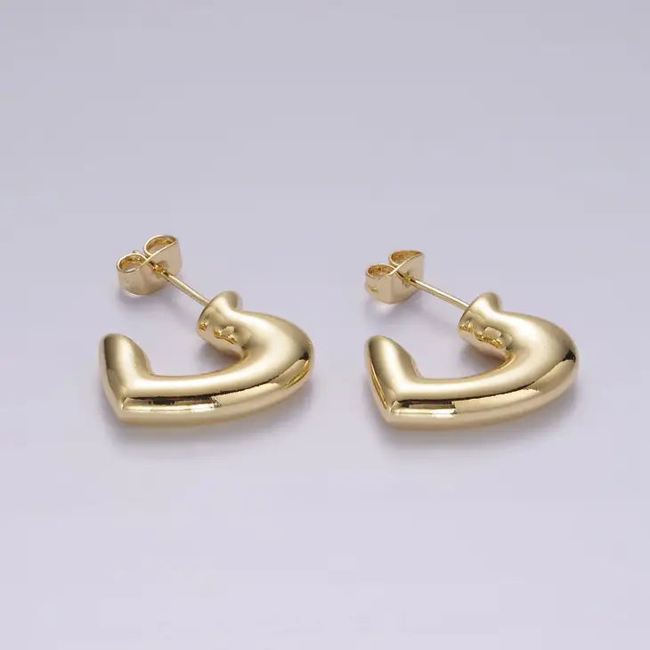 Heart C-Shaped Hoop Earrings