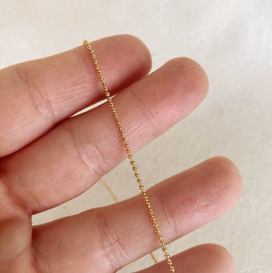 18k Gold Filled 1.0mm Ball Chain Diamond Cut Thin