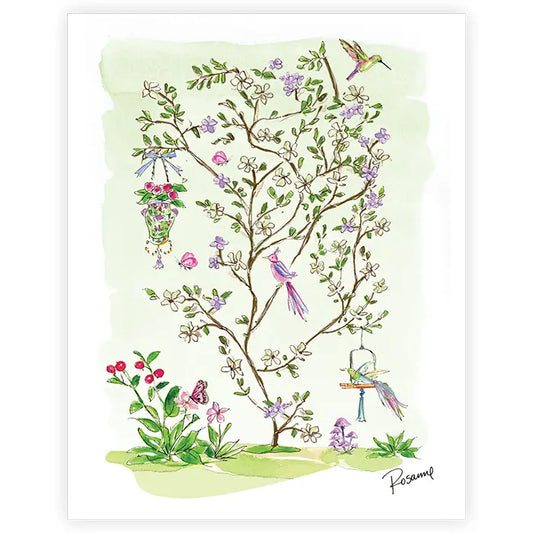 Green Enchanted Garden with Hanging Planter Art Print