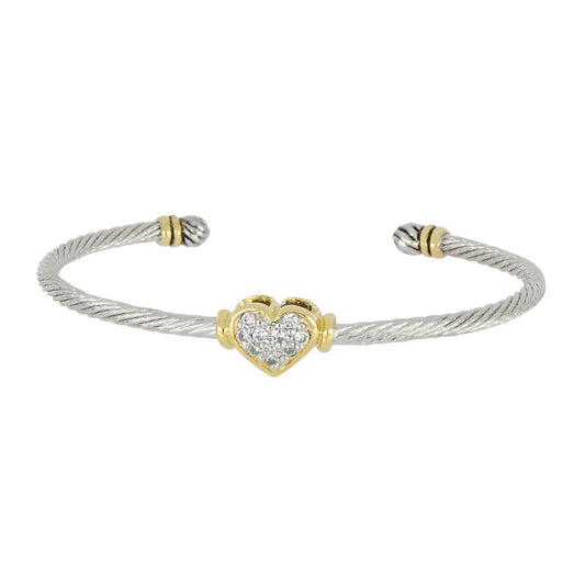 Celebration Petite Pavé - Heart Wire Cuff Bracelet