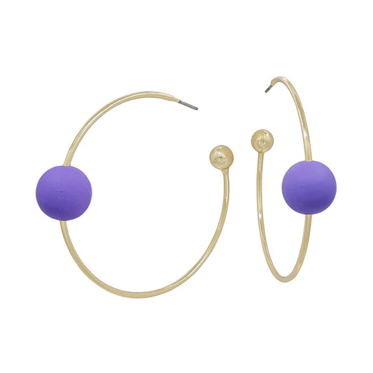 Gold Thin Hoop with Beaded Accent