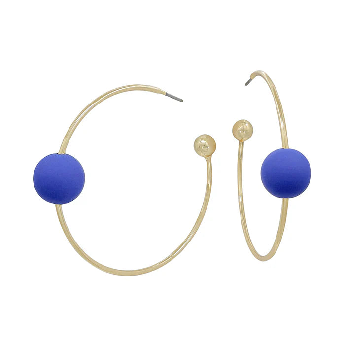 Gold Thin Hoop with Beaded Accent