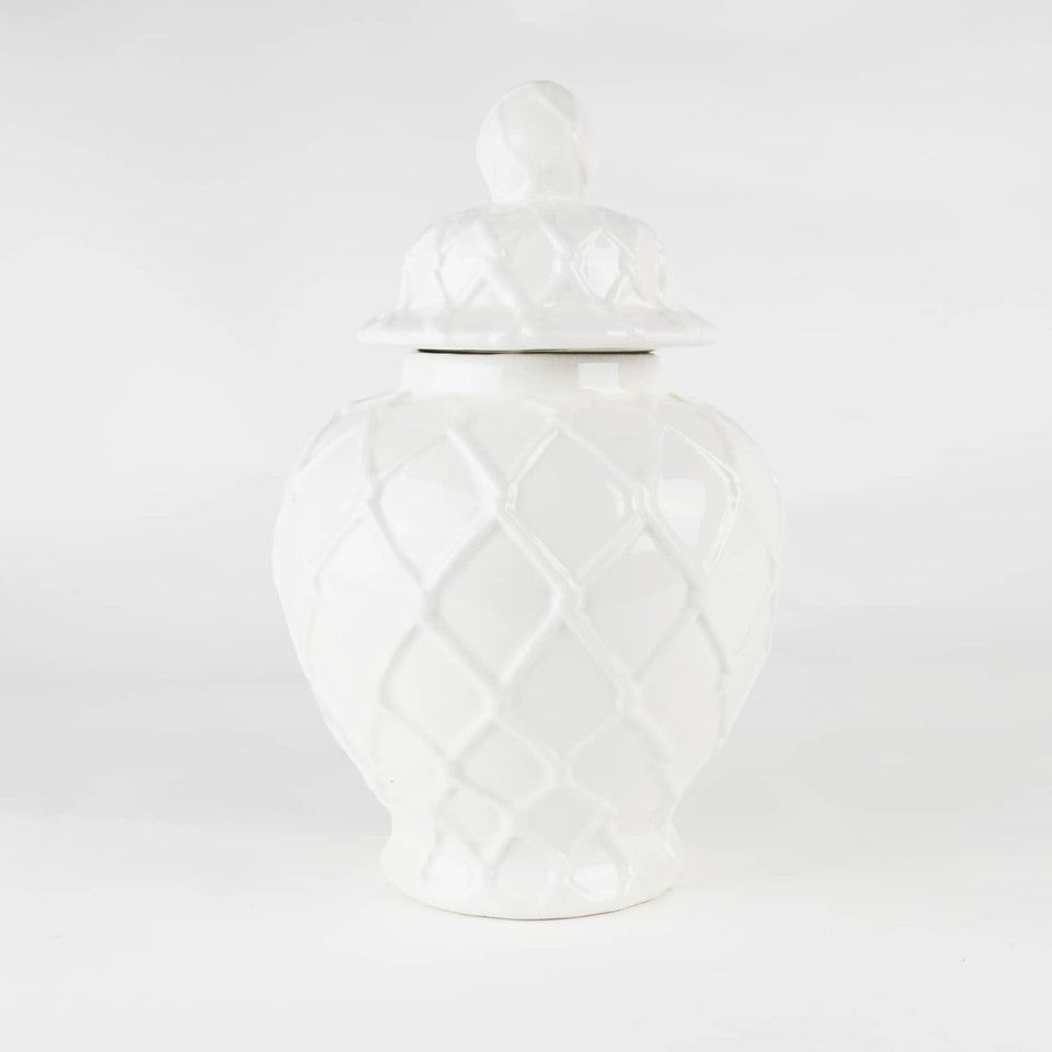 White Textured Ginger Jar