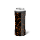 Slim can cooler with a glossy brown and black tortoise-shell pattern, designed to hold a slim beverage can.