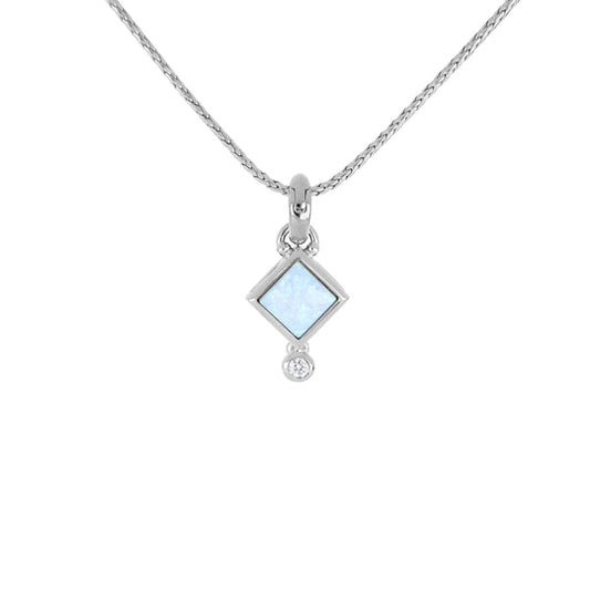 Blue Diamond Opal Pendant with Chain