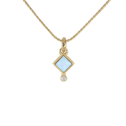 Blue Diamond Opal Pendant with Chain