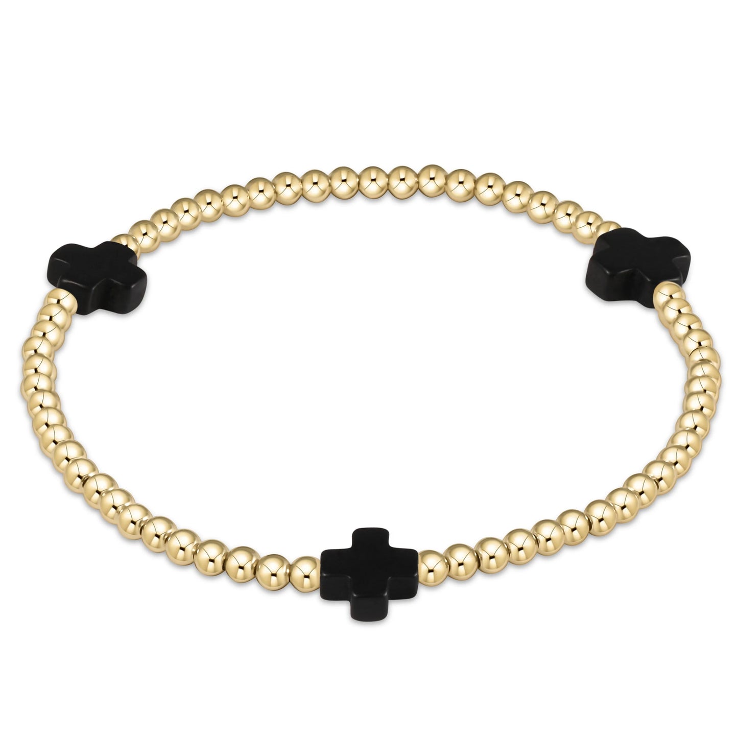 Signature Cross Gold Pattern Beaded Bracelet- 3mm