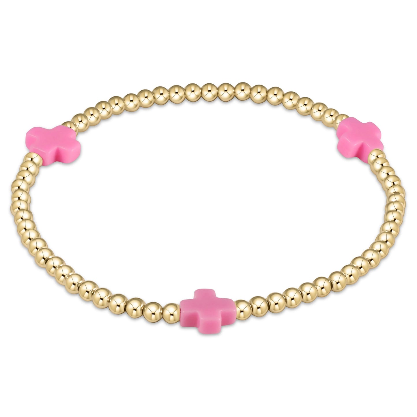 Signature Cross Gold Pattern Beaded Bracelet- 3mm