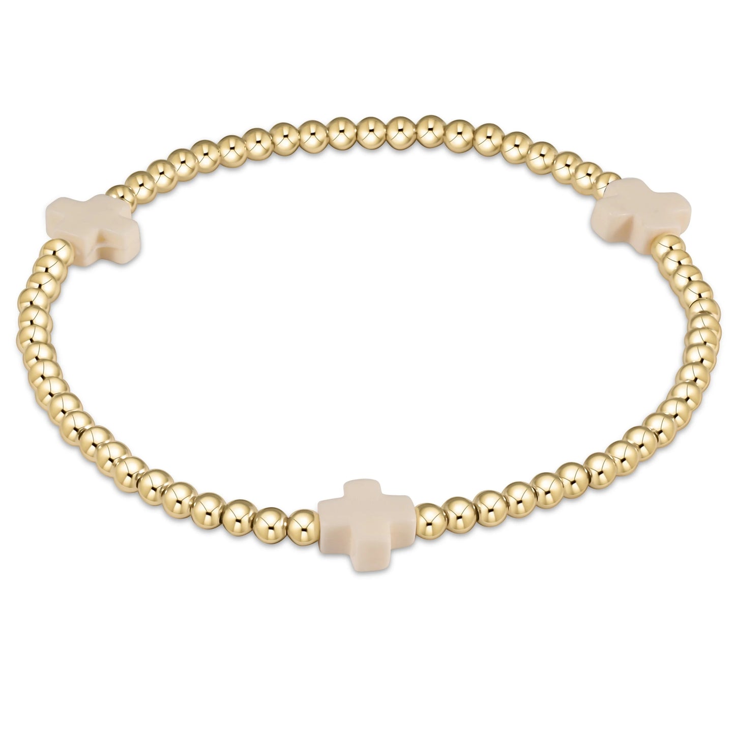 Signature Cross Gold Pattern Beaded Bracelet- 3mm