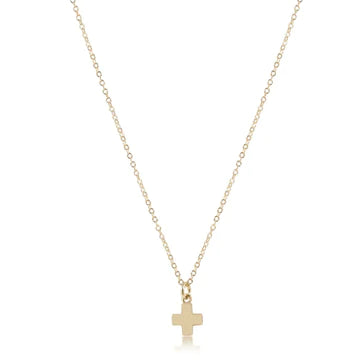 16" Necklace Gold- Signature Cross Small Gold Charm