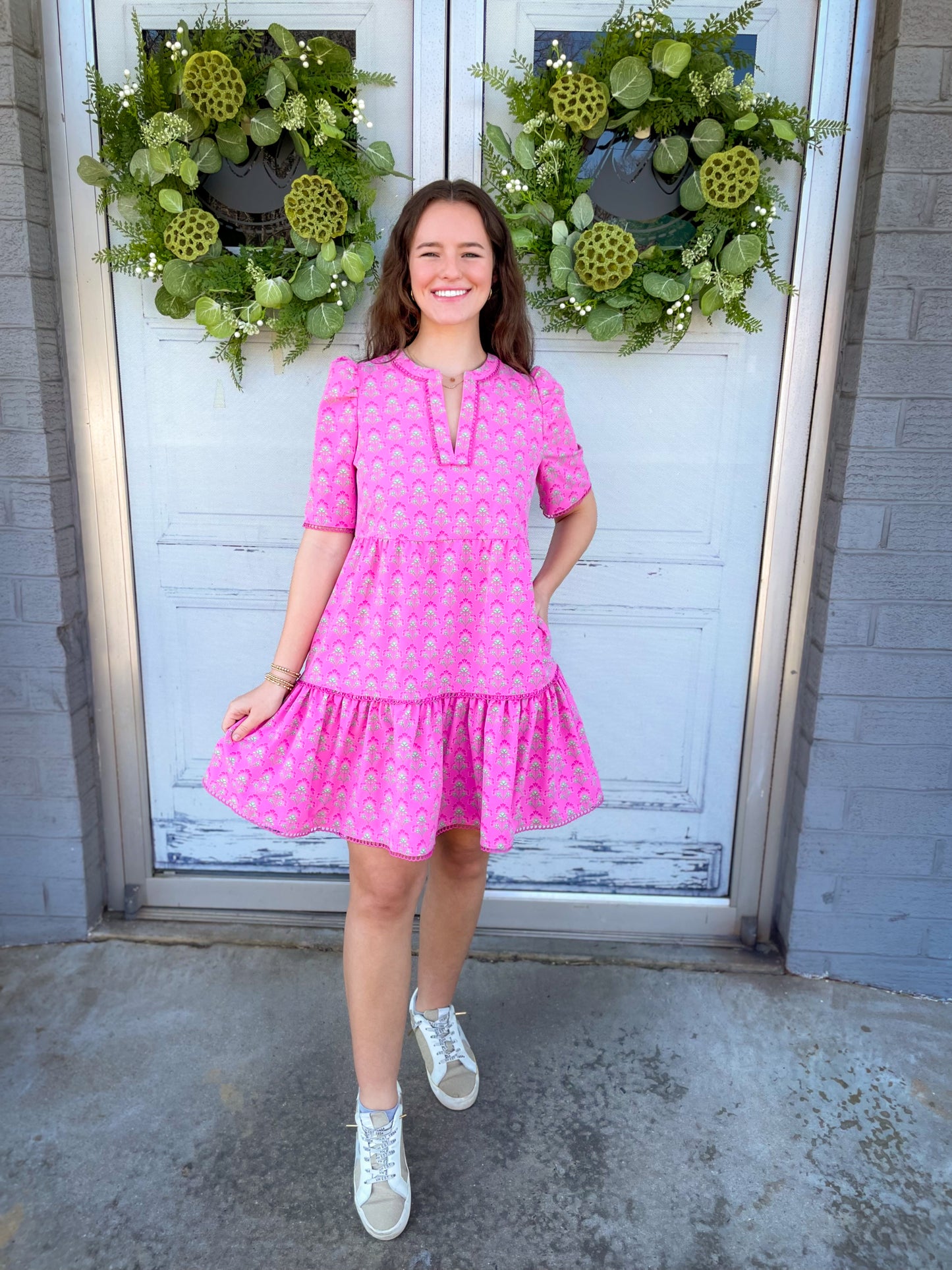 Adelyn Fuchsia Deco Lilies Dress