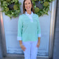 Tammy No Iron Pinpoint Striped 3/4 Sleeve Popover Shirt