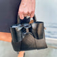 Metallic Bow Front Top Handle Clutch
